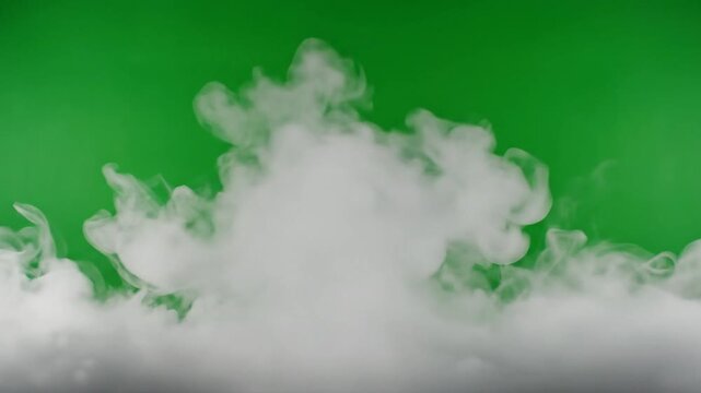 Abstract white smoke cloud on green backdrop for visual effects or compositing