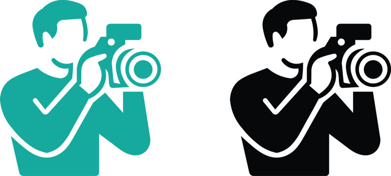 Modern and Unique camera man icon.