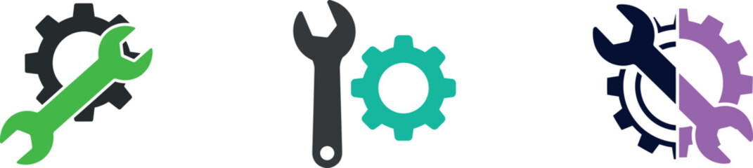 Colorful tools and gears for engineering and mechanics for working .