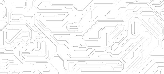 Abstract technology background. White circuit lines and connected dots on dark tech bg. Futuristic electronics concept.circuit board background	 circuit board background