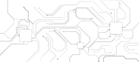 Abstract technology background. White circuit lines and connected dots on dark tech bg. Futuristic electronics concept.circuit board background	 circuit board background