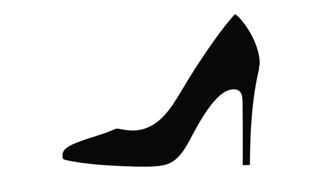 a simple black high heel shoe design isolated on white silhouette