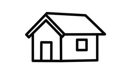 Fototapeta premium simple black and white house illustration a minimalist outline silhouette