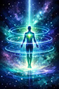 Cosmic Aura Surrounding Standing Human
