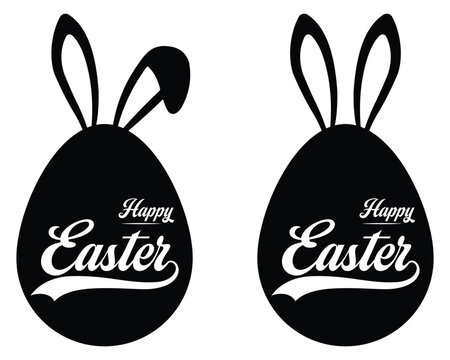 Easter eggs vector, icon set. Rabbit ears easter eggs. Black and white easter eggs icon set. Easter festival icon. Vector illustration.
