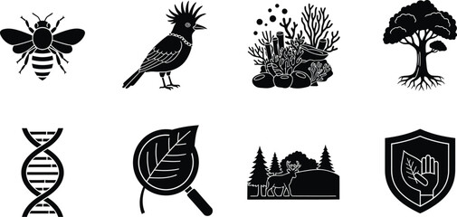 Fototapeta premium Icon set featuring nature and science symbols