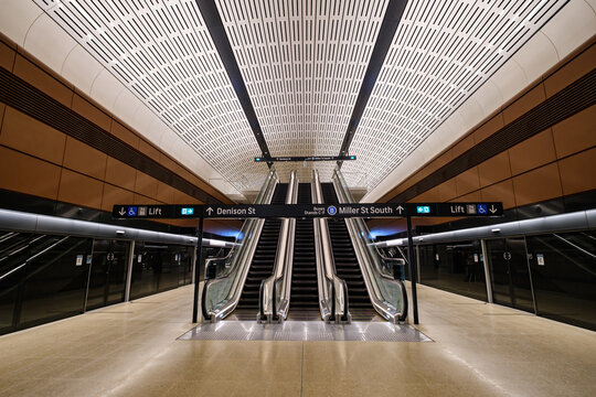 Platform of Victoria Cross Station of Metro North West and Bankstown Line of Sydney Metro in SYDNEY, NEW SOUTH WALES, AUSTRALIA on 12 SEP 2024