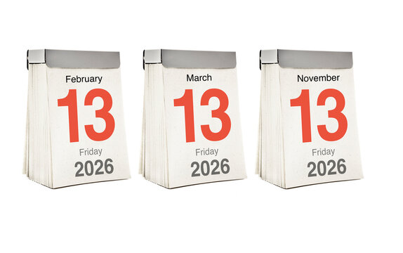 Abrei&szlig;kalender mit dem Tag Freitag der Dreizehnte im Jahr 2026