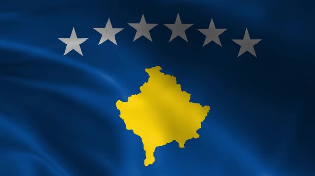 Kosovo flag waving with stars and map outline national symbol for patriotism and identity patriotic background for design