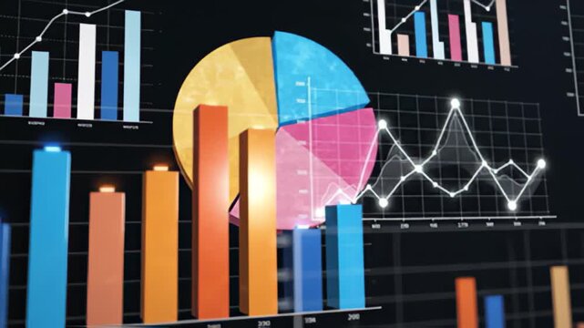 Dynamic financial data visualization with graphs and charts animation