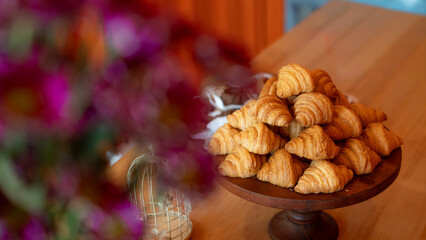 Fototapeta premium Butter Croissants arranged to serve. Good for poster background