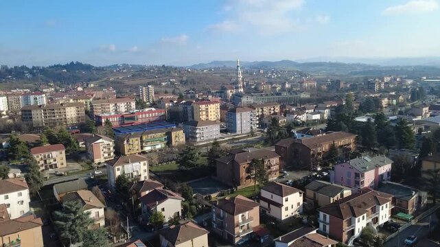 Veduta dal drone della Madonna della Guardia e su Tortona citt&agrave;  - Alessandria - Piemonte - Italia