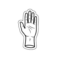Fototapeta premium Minimal line art illustration of a single open hand. Symbolic concept of assistance, protection, openness, and interaction.