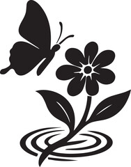 Butterfly Wooden Flower wood flower Nature Silhouette Vector on white background