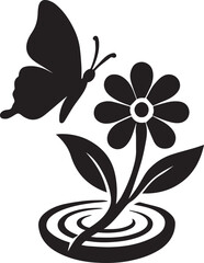 Butterfly Wooden Flower wood flower Nature Silhouette Vector on white background