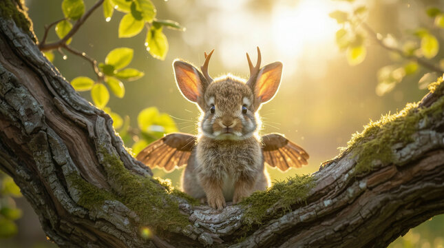 Wolpertinger-Baby auf Baum