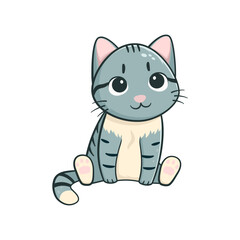 Cute sitting kitten. Vector illustration in a cartoon style. © Павел Летушев