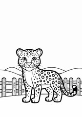 Fototapeta na wymiar Leopard Illustration - A Detailed Black and White Drawing of a Spotted Feline.