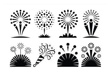 Collection of Black and White Firework and Celebration Icons © Hintsync