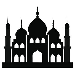 Islamic mosque silhouettes on white background