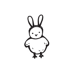 Obraz premium Whimsy little chicken with Easter bunny ears 