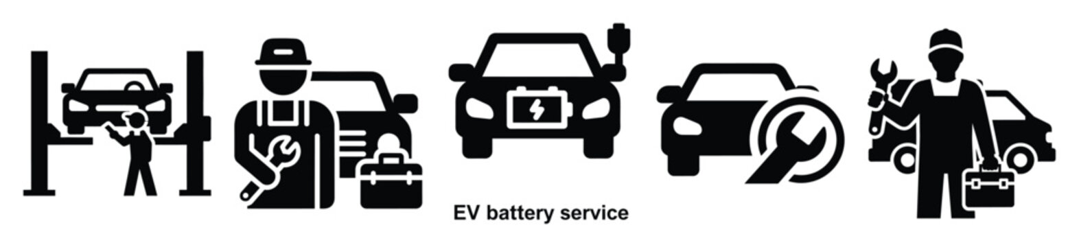 collection of  speaker installation vector icon set, Automobile service silhouette icons
