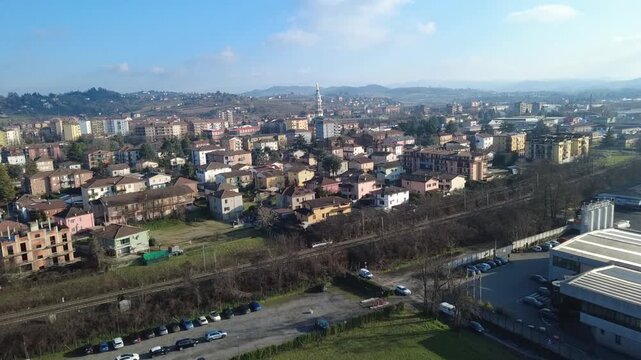 Veduta dal drone della Madonna della Guardia e su Tortona citt&agrave;  - Alessandria - Piemonte - Italia