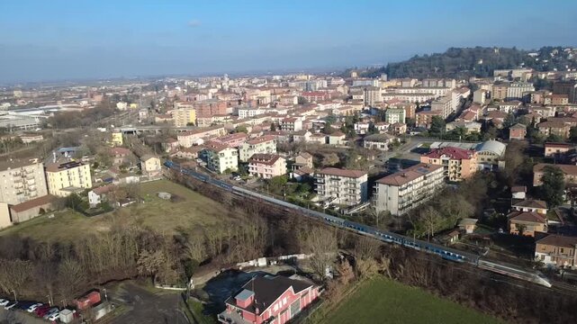 Veduta dal drone della Madonna della Guardia e su Tortona citt&agrave;  - Alessandria - Piemonte - Italia