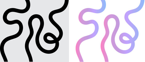 Obraz premium Minimalist Wavy Line Illustration. Modern Abstract Background – Black and Colorful Wavy Line Contrast. Gradient Squiggle Lines