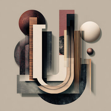 An image composition showcasing a design element set made up of forms from the letter 'U' (1)