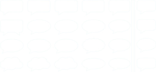 Speech Bubble Outline Vector Set with Chat, Dialogue, and Thought Balloon Shapes for Messaging Interfaces, Comic Layouts, Stickers, and Graphic Design Projects