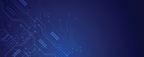Obraz premium Futuristic abstract tech background featuring circuit patterns blue background. Cyber security internet and networking concept. 