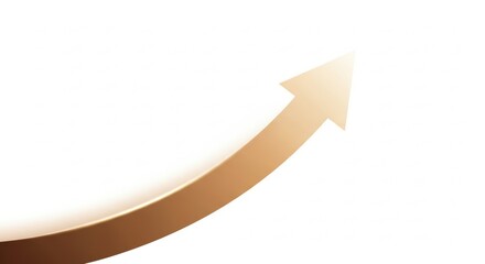 Golden upward arrow symbolizing growth, success, and positive progress on white background