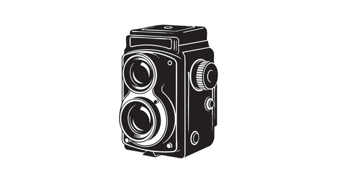 Vintage Twin Lens Reflex TLR Film Camera Vector Illustration