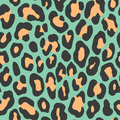 Naklejka premium Abstract modern leopard seamless pattern. Animals trendy background. Color decorative vector stock illustration for print, card, postcard, fabric, textile. Modern ornament of stylized skin.