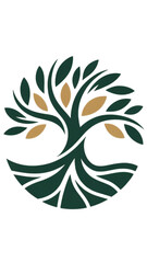 Fototapeta premium Tree logo with green leaves isolated on transparent background.