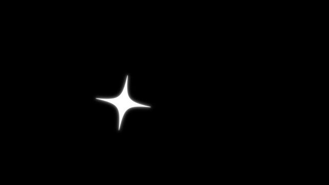 Twinkling stars animation loop, white cartoon doodle sparkle, flat vector blinking stars, glitter shine effect, festive overlay motion, smooth seamless loop, 4k quality, Black background video