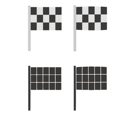 Obraz premium Checkered flags set, flat and silhouette style racing competition finish line symbol for automotive and sport vector illustration