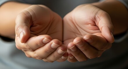 Cupped Hands Holding Empty Space.
