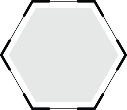 Clean geometric hexagon layout used as modern frame and digital interface design element
