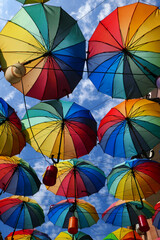 colorful umbrella installation in Istanbul, T&uuml;rkiye