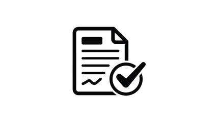 Approved document icon with checkmark stamp representing verified paperwork validation certification and official business approval vector © Awaisii