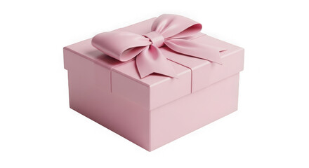 Fototapeta premium Pink gift box with ribbon bow isolated on transparent background