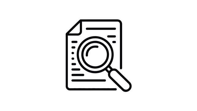 Magnifying glass over document icon representing research analysis document review auditing investigation and data inspection vector illustration