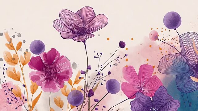 Watercolor Floral Illustration with Vibrant Colors.