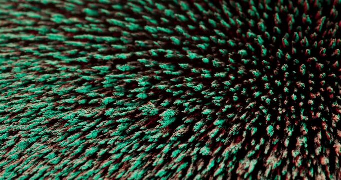 This visually engaging display shows how metal particles react to magnetic forces on a sleek black background, ideal for motion graphics and special effects in animations or video production