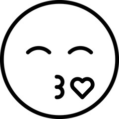Kissing Face Emoji line Icon, Love Kiss Emoji Symbol, Blowing Kiss Face Icon