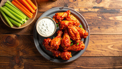 Delicious Plate of Chicken Wings and Blue Cheese Dressing