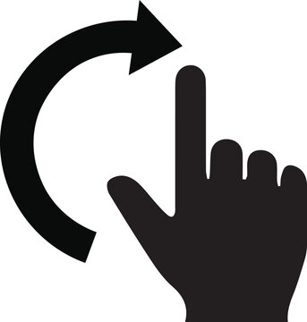 hand rotation gesture icon clockwise arrow touch screen refresh swipe symbol isolated background.