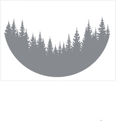 Fototapeta premium Gray silhouette of evergreen trees on a white background